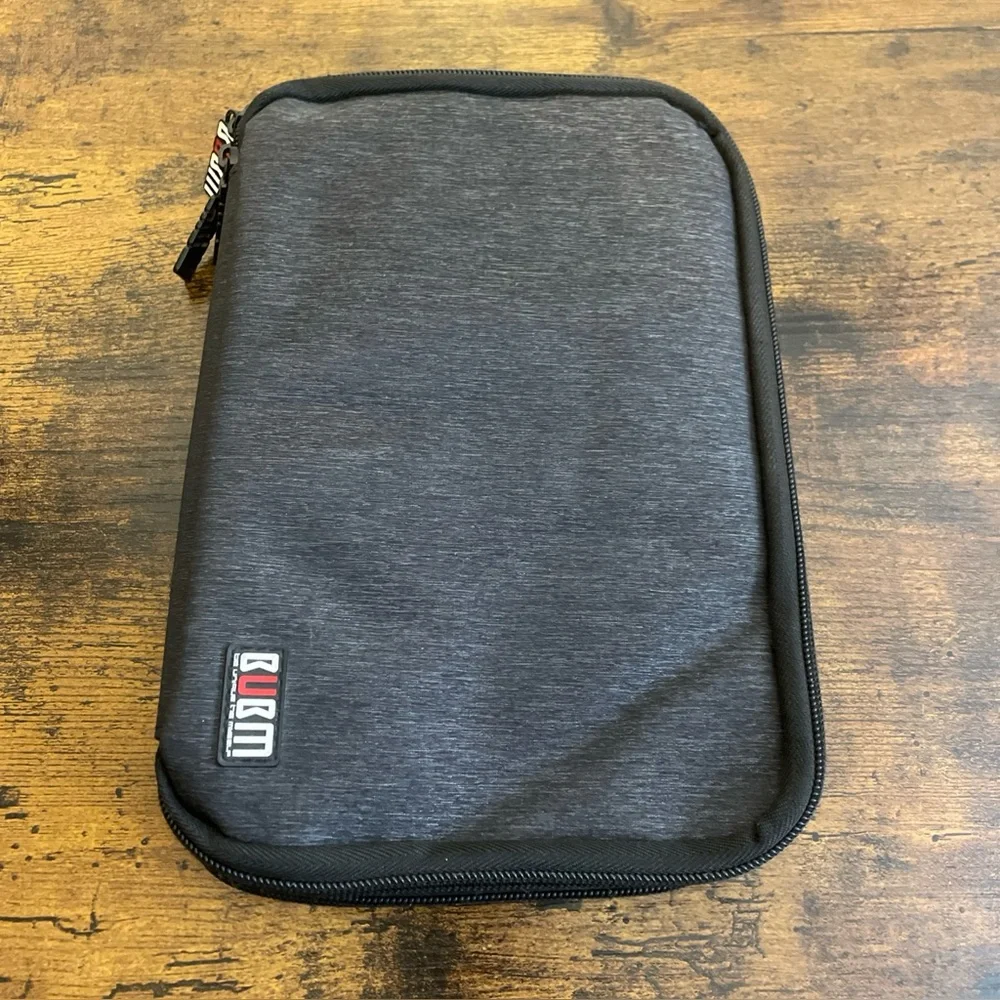 BUBM Double Layer Med Travel Gear Organizer Electronics Accessories Bag In Black